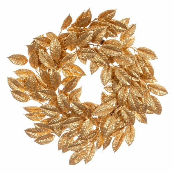 Dare2Decor 24 in. Gardenia Glitter Wreath, Gold DA3260673